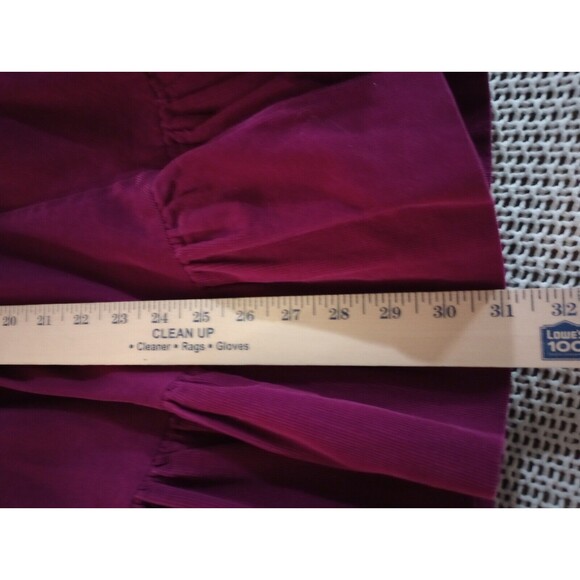 Vintage 80s Corduroy Midi Skirt Prairie Cottage Frontier Sz XS Pockets Fuschia - Picture 13 of 14
